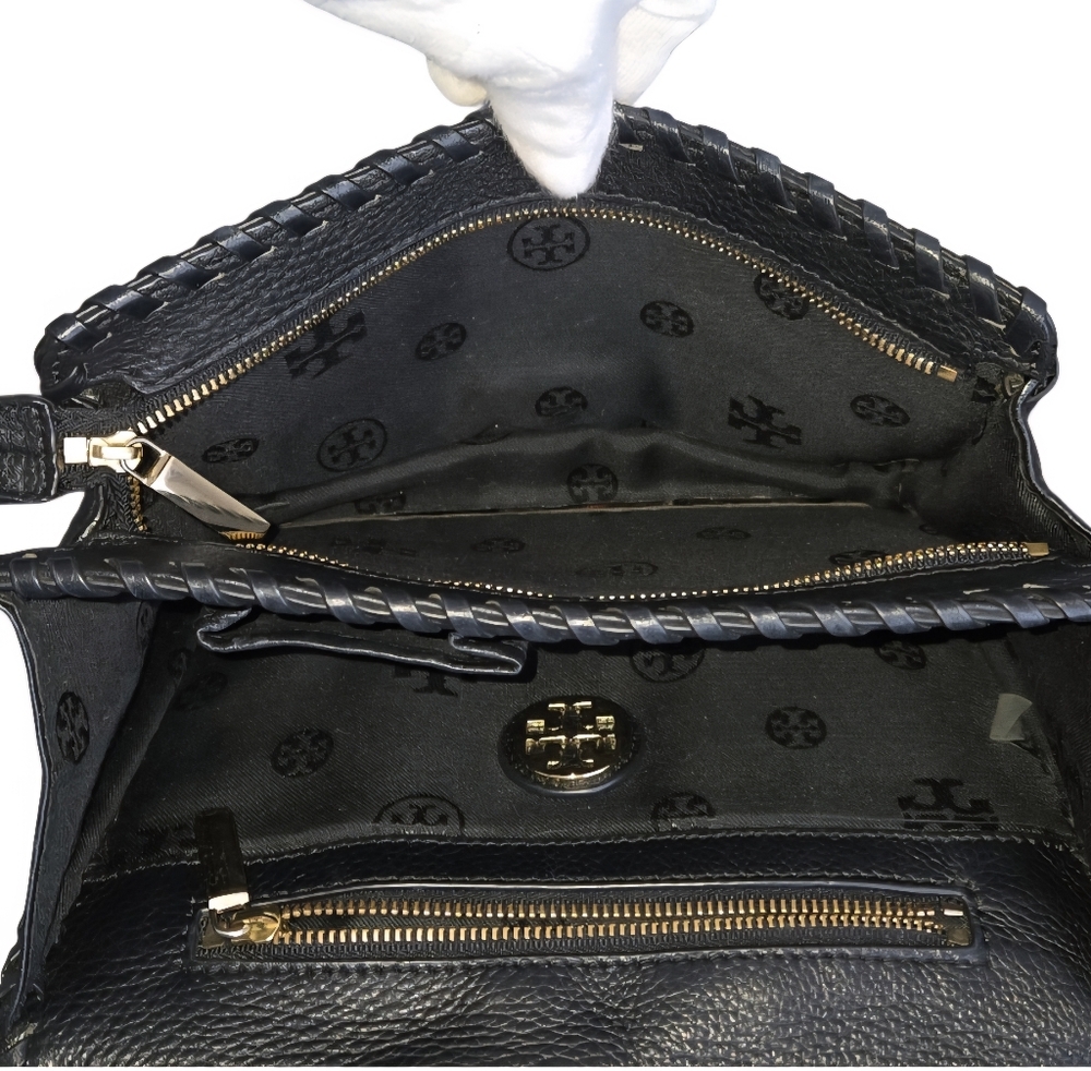 EUC Tory Burch Black Leather Marion Crossbody Bag And Dustbag - Picture 3 of 10